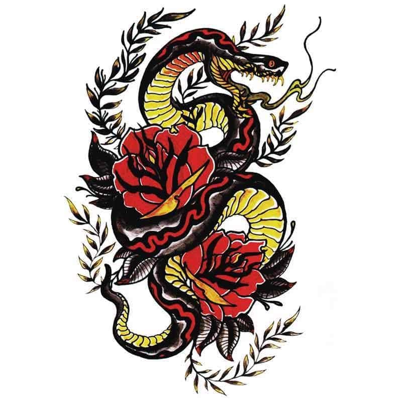 Tatouage Serpent Le Python Et Le Lotus (Temporaire) – Image 2