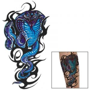 Tatouage Serpent Cobra Bleu (Temporaire)