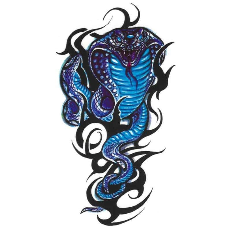 Tatouage Serpent Cobra Bleu (Temporaire) – Image 2