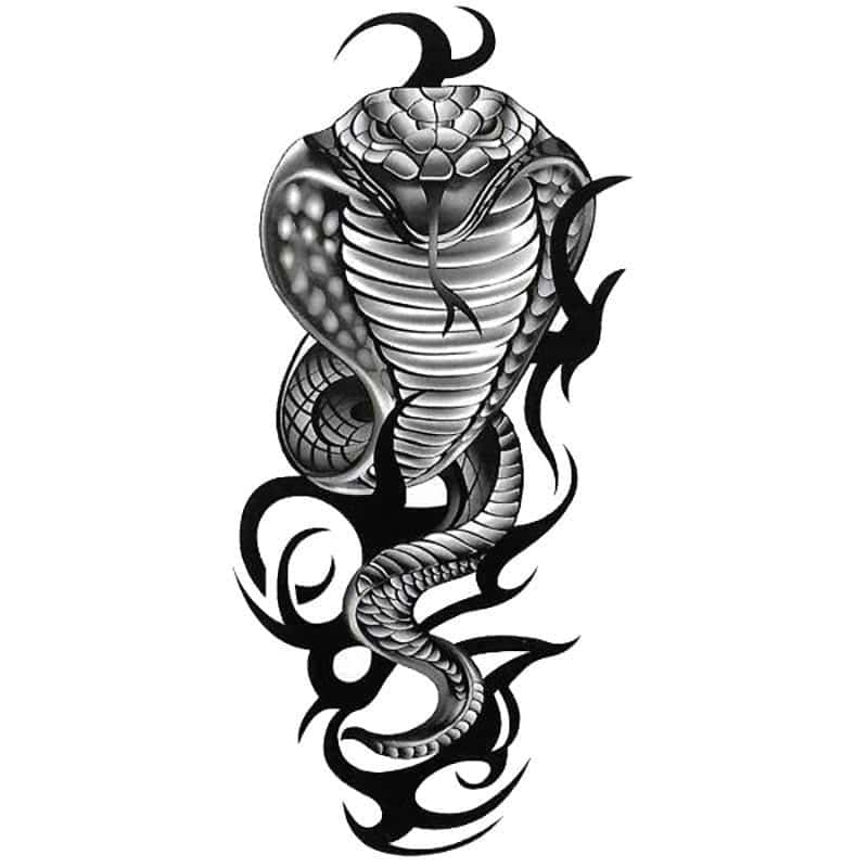 Tatouage Serpent Cobra Tribal N/B (Temporaire) – Image 2
