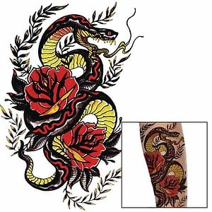Tatouage Serpent Le Python Et Le Lotus (Temporaire)