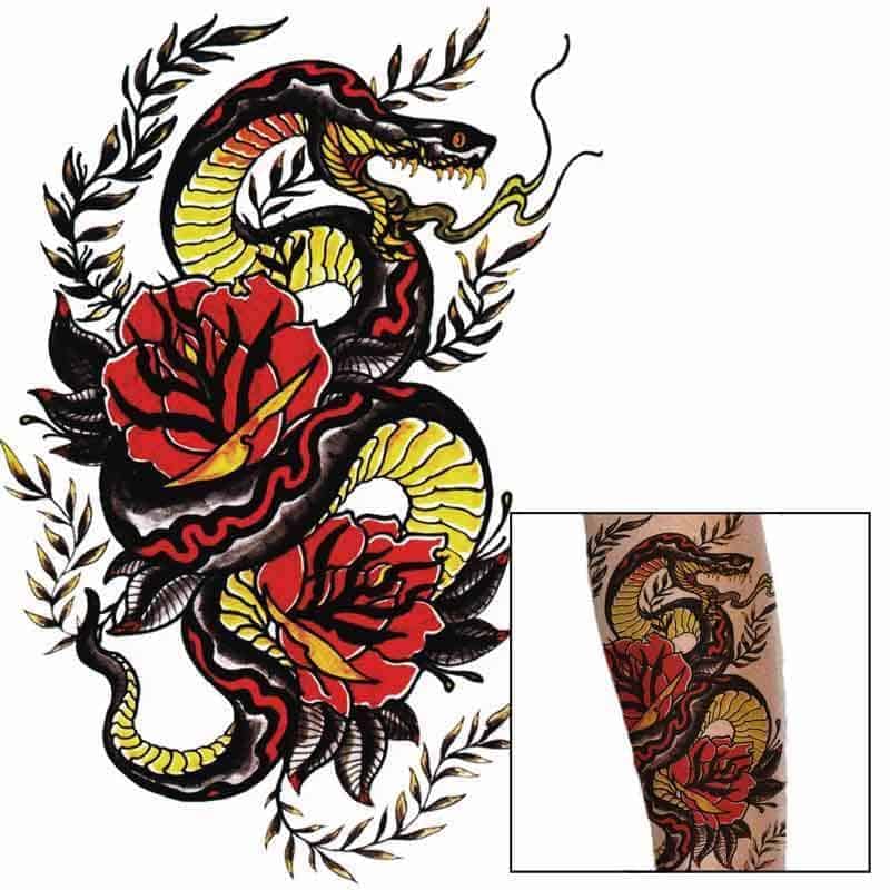 Tatouage Serpent Le Python Et Le Lotus (Temporaire)