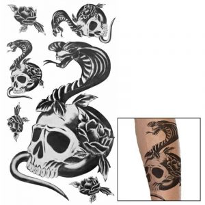 Tatouage Serpent Crâne Cobra (Temporaire)