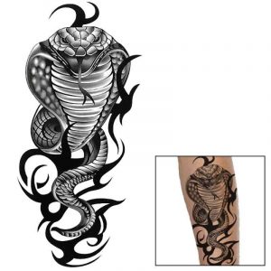 Tatouage Serpent Cobra Tribal N/B (Temporaire)